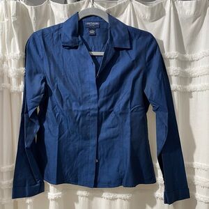 Ann Taylor Blue long sleeve blouse petite small